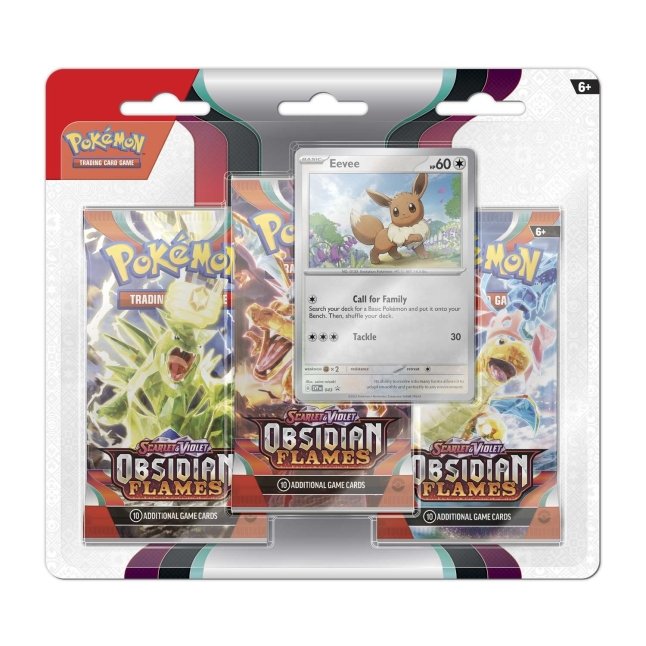 eevee obsidian booster pack tres sobres cartas pokemon